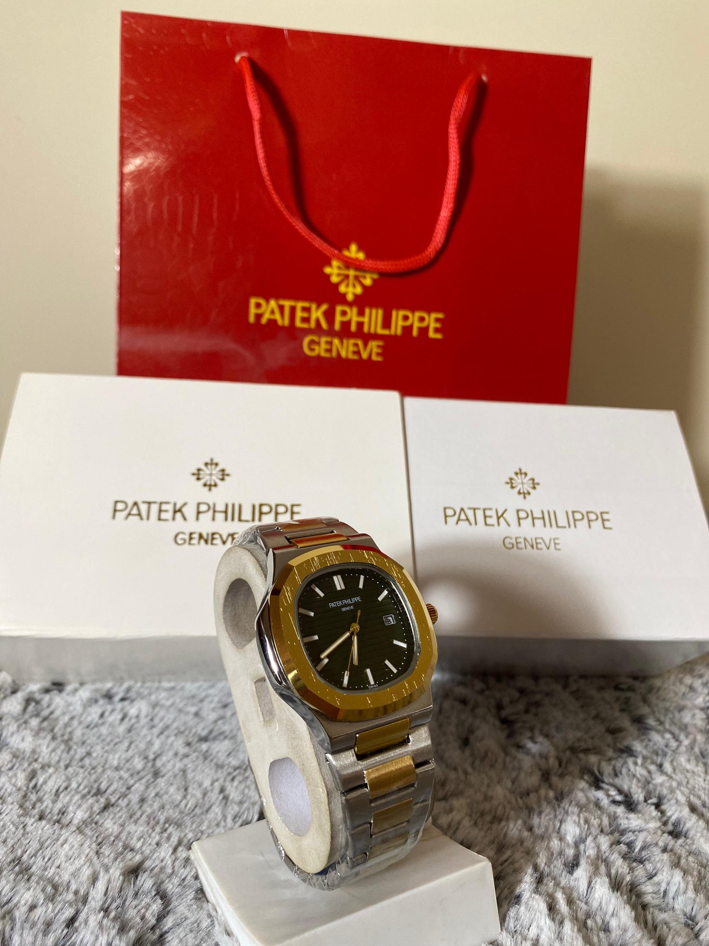 Patek Philippe Nautilus-Style Two-Tone Watch – Green Dial